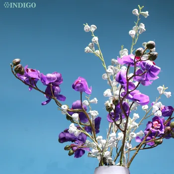 INDIGO - Phalaenopsis Butterfly Orchid Rigtige Touch-Latex Kunstig Blomst Kontor Lilla Blomst Part Interiør Trim