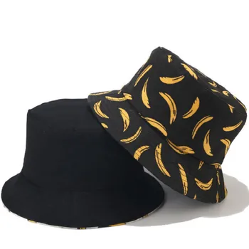 Trykt Banan Reversible Panama Hat Bomuld, Frugt Kvinder Bucket Hat Hip Hop Udendørs Sommer Fiskeri Cap Fiskere Solhat dropship