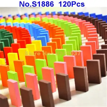 S1886 farverige 120pcs træ-domino board building block-Toy