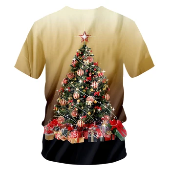 CJLM Mand, Nye Stil, Personlighed Farvet Tendens T-shirt 3D Printet juletræ Store Størrelse til Mænd Casual Sport V Neck t-shirt