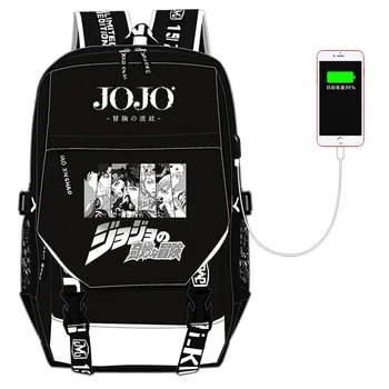 JoJo ' s Bizarre Eventyr Kujo Jotaro Nylon skoletasker til Teenage-Piger USB-Opladning Laptop Rygsæk Lærred indstillinger indstillinger Rejse Taske