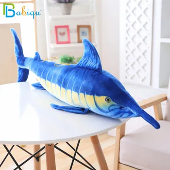 1stk 100/140 cm Simulering Blue Marlin Plys Legetøj Bemandet Bløde Dyr Fisk Plys Pude Kreative Sofa Pude Pude Gave Kids Legetøj