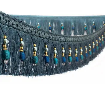 Europæisk stil 12m/Masse Gardin dekorative Lange perle Kvast Frynser blonder Trim tilbehør DIY, gardiner og draperier syning af boligtekstiler
