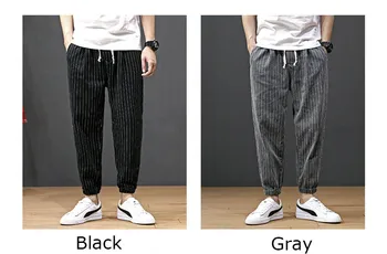 Ny Mode Stribet Mænd ' s Harem Bukser, Jeans Ankel-Længde Denim Bukser med Snøre Elastik i Taljen Mandlige Sweatpants Joggere Bukser