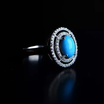 [MeiBaPJ Naturlige Turkis Ædelsten Trendy Ring til Kvinder i Ægte 925 Sterling Sølv Charm Fine Smykker, 2 Farver