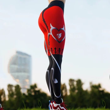 JLZLSHONGLE Nye Sexet Hjerte Print Leggings Kvinder Rød Sort Kludetæppe Sportslige Bukser Mode Trykt Kvinders Trænings-og Leggings