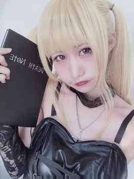 Anime Death Note cosplay Misa Amane Imiteret Læder Sexet Rør Toppe Blonder Kjole Uniform Tøj, parykker Cosplay Kostumer til Halloween