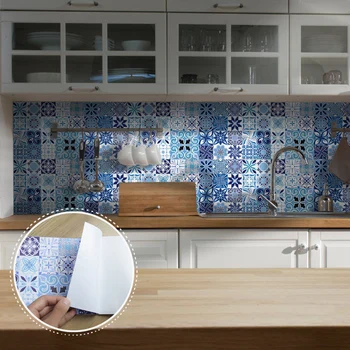 Selvklæbende Marmorgulv Tile Wall Sticker PVC Olie-bevis Vandtæt til Hjemmet Stue Køkken Soveværelse Badeværelse SJ-008