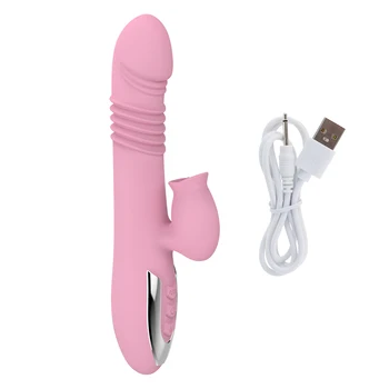 G Spot Tungen Slikke Rabbit Vibrator Dildo med 7 Vibrations Mode & 3 Kraftfulde Frådede Klitoris Stimulation Sex Legetøj til Kvinder