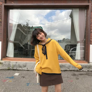 Kvinders Trøjer Japansk Kawaii Ulzzang Vintage Sød College Vind Med Sweater Kvindelige koreanske Harajuku Tøj Til Kvinder