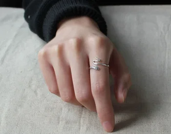 Trendy Slange Design Dyr 925 Sterling Sølv Kvindelige Finger Ringe, Smykker Til Kvinder, No Fade Åbne Party Ring Engros Gave