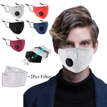 1stk Genanvendelige Vaskbar Ansigt Masker med 2 Udskiftelige PM 2.5 Filter Munden Maske Anti Støv Vindtæt Bomuld Ventil Respirator Unisex