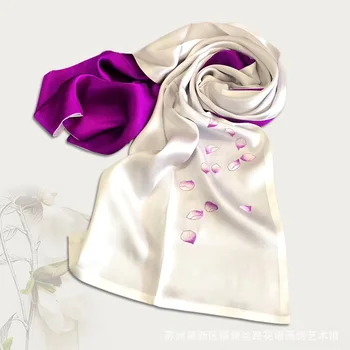 2020 Nye design sommer tynd silke tørklæde blomst brodere lange tørklæde til kvinder
