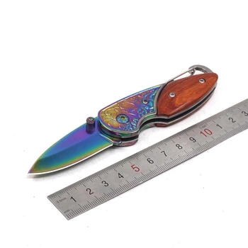 Mini Folde Taktiske Kniv Overlevelse Lomme Kniv 3CR13 Klinge for Stål+Træ Håndtag Jagt Knive EDC Udendørs Værktøj Multiværktøj