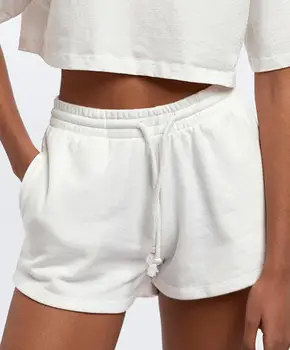 Kvinders trendy hvid fleece shorts