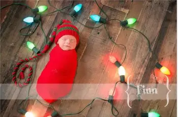 Nyfødte Hæklet Hat, Lang Hale ELF PIXIE STRØMPE Hat, Jul Foto Rekvisitter, baby brusebad gave, Rød eller Hvid Pompom NB-3MONTH