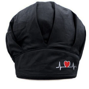 Polka Dot Hjerte Form Broderi Sygeplejerske Hat Sved-absorberende Håndklæde Læge Hat Baotou Hætte til Kvinder med Maske Knapper Kirurgisk Cap