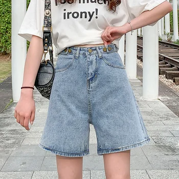 Kvinde Jeans Shorts Tøj Højtaljede 2020 Sommeren Streetwear Baggy Bred Ben Vintage Mode Er Den Nye Sort Harajuku Bukser