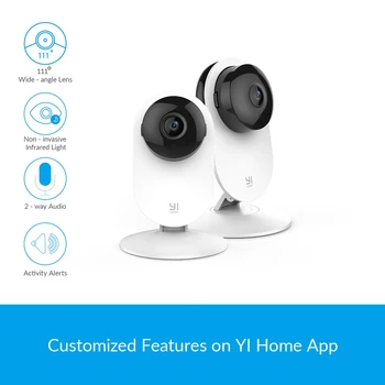 YI 2pc 1080p Hjem Kamera Indendørs Sikkerhed, Trådløse IP-kameraer Surveillance Baby Monitor på iOS Android Night Vision YI Sky Service