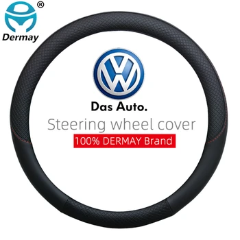 DERMAY Mærke Læder rattet Dække Anti-Slip for VW Golf Polo Bora Passat Touran CC T6 T5 T4 Auto Tilbehør