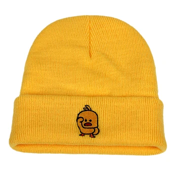 Casual Lille gul and beanie hatte til Mænd, kvinder Hip Hop Strikkede uldne huer kasket Udendørs Vinter varm opbevaring af hatte Skullies Hatte