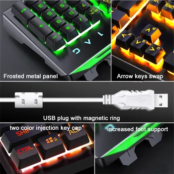 Gaming Tastatur Baggrundslys Kabel USB Mekanisk Føler Gamer RGB-Tastatur 104Keys Til Tablet Desktop Computer Med en telefonholder