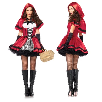 Størrelse S-6XL Halloween Damer Little Red Riding Hood Kostume Fantasi Høne Part Robe Cosplay Spillet Ensartet Fancy Kjole