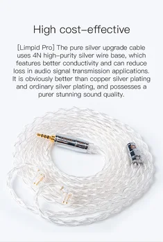 KBEAR Krystalklar Pro 8 Core Rent Sølv Kabel 2pin/TFZ/QDC Med 2.5/3.5/4.4 Headset Kabel til BLON BL-03 ZS10 PRO ZSN Pro ZST X ASX