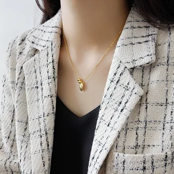 AsinLove Geometriske 18K Guld Ovalt Perle Halskæde Enkel INS koreansk Stil Ægte 925 Sterling Sølv Kæde til Kvinder Fine Smykker