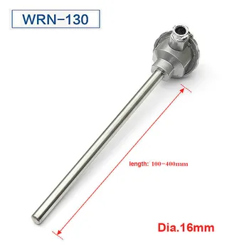 WRN130 temperatur sensor type K 0-1300 grad med 16*100/200/250/300/350/400mm rustfrit stål termoelement temperatur probe