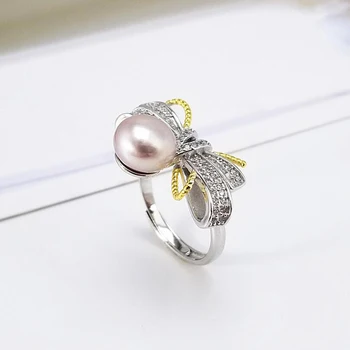 [MeiBaPJ] Simple Mode 925 Sterling Sølv Personlighed Sløjfeknude Ring Ferskvands Perle Ring for Kvinder Fine Smykker gaveæske