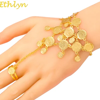 Ethlyn Voksen/Barn Mønt Armbånd Til Kvinder Arabiske mellemøstlige Gave Guld Mønter mellemøstlige Bryllup Armbånd B33B