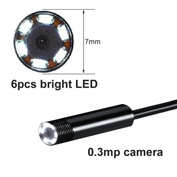 USAFEQLO 7mm Diameter Kameraet 0.3 MP 480P 6 Lyse Hvide LED-Mikro-USB-Android Endoskop Vandtæt Endoskop Inspektion Snake Cam