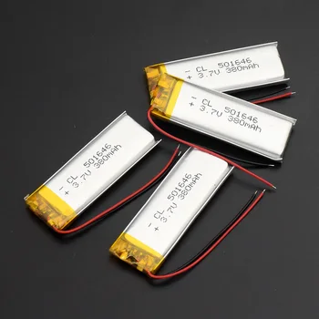 2stk 380Mah Lithium-Polymer-Batteri 501646 li-ion Genopladelige Celle Li-po Batteria Udskiftning I anden for Bluetooth-Højttalere