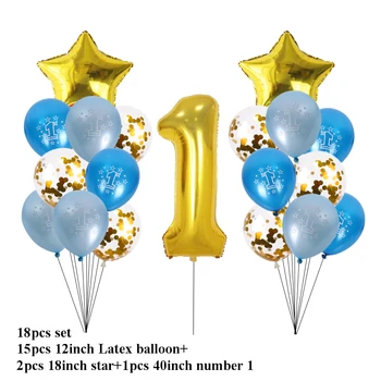 1st Fødselsdag Dekoration Konfetti Antal Folie Balloner Stjernede Globos Baby Shower Fest Forsyninger Happy Birthday Party Indretning Til Hjemmet