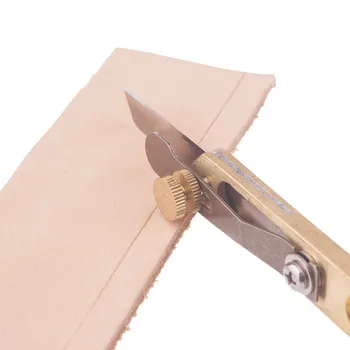Læder Håndværk Værktøjer DIY Snit Cutter Kniv Kobber Trimning Kniv med Klinge Læder Værktøj