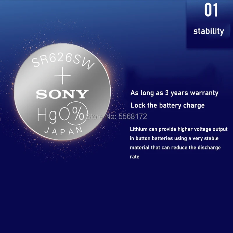 Dem møl værksted Tilbud 100pcs Sony Oprindelige 377 Sr626sw Sr626 Ag4 1.55 V Sølv Oxid Ur Batteri  Sr626sw 377 Knappen Coin Cell Lavet I Japan - Batterier | Farsgris.dk